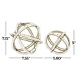 thumbnail image 4 of 7", 5"H White Wood Handmade Beaded Orb Geometric Sculpture, by DecMode (2 Count), 4 of 12