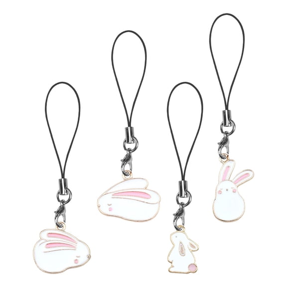 Hytrove Bunny Shape Phone Keychain Charm White Rope