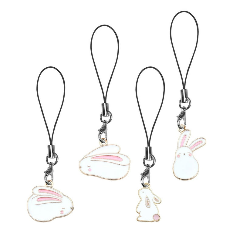 スマホアクセサリー rabbit_xxx Koolleo 4Pcs Rabbit Pendant Phone Charm Cell Phone Hanging Charm