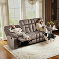 thumbnail image 7 of Bonzy Home 3 Seat Reclining Sofa, Manual Recliner Couch for Living Room Wide Backrests & Headrests, Brown, 7 of 7