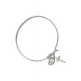 thumbnail image 2 of 6 1/4 inch Round Eye Hook Bangle Bracelet w/ Miraculous/Crucifix in Sterling Silver, 2 of 3