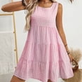 thumbnail image 4 of Summer Gingham Dress,Plaid Cottage Core Short Tank Dresses,Women Vacation Babydoll Sundress, 4 of 7