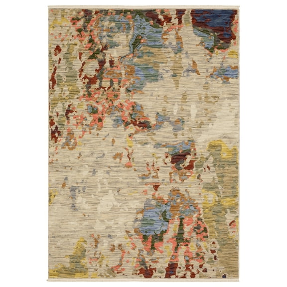 Woven Trends Essna - SOL09 - Contemporary Style, Abstract Pattern, Pet & Family Friendly, Living Room, Kitchen, Office, Low Pile Wool Area Rug in Beige - 2' x 3'