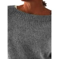 thumbnail image 3 of DYMADE Women Solid Color Crew Neck Casual Pullover Knitted Sweater Long Sleeve Top, 3 of 4