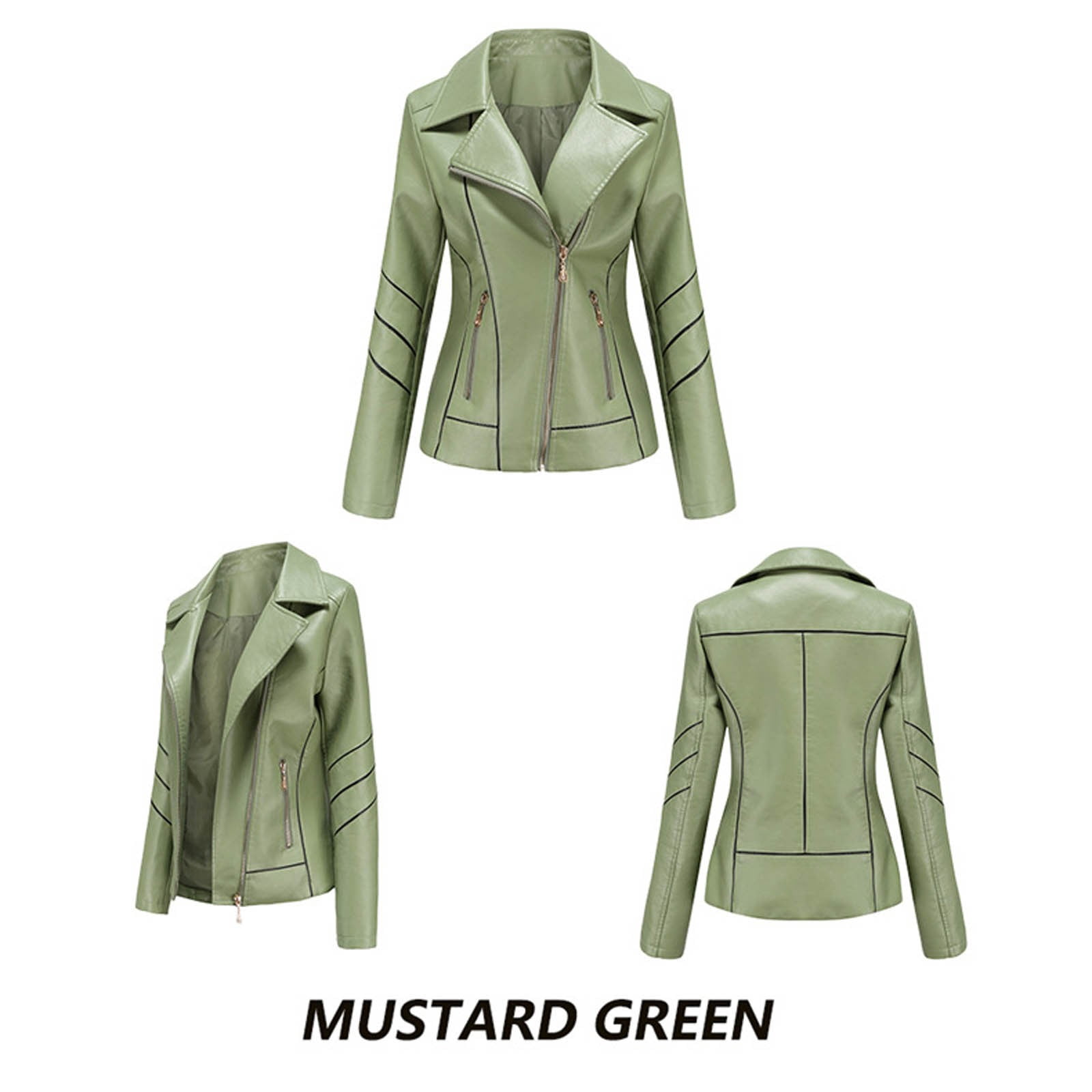 Fjofpr Womens Fall Clothing Womens Plus Size Faux Leather Jackets Long Sleeve Outerwear with Pockets Ladies Casual Solid Lightweight Zipper Coat