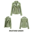 thumbnail image 5 of MSJUHEG Jackets For Women Leather Jacket New Ladies Slim Leather Stand-Up Collar Zipper Stitching Solid Color Jacket Leather Jacket Women Green Xxxl, 5 of 8