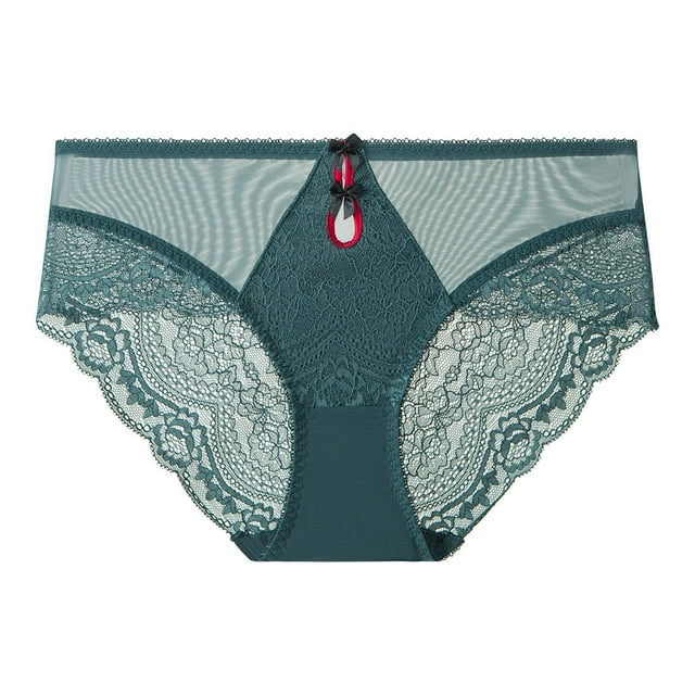 Culottes en Dentelle pour Femmes Confortables Sans Coutures, Culottes Bikini en Dentelle Transparente à Motif Floral, Culottes de Compression pour Femmes Vert m
