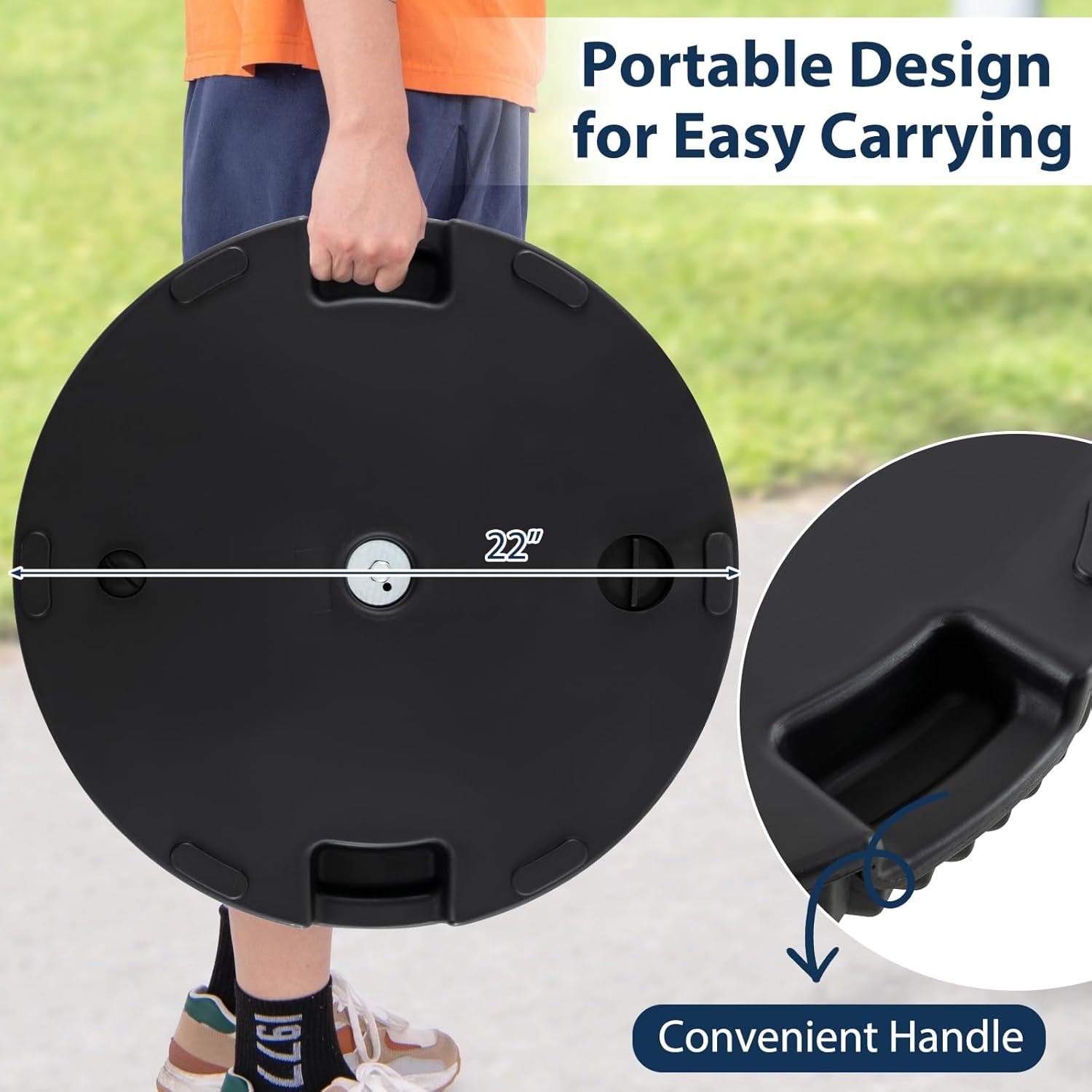 JFTER Round Umbrella Base, 55 lbs Water & Sand Filled Shell Shaped Patio Umbrella Weoghts, 3 Coupler Sizes for 6FT/ 7.5FT/10FT Market Umbrella Stand
