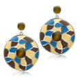 thumbnail image 1 of High Polished No Plating Stainless Steel Earrings with Synthetic Cat Eye, Brown, 1 of 1