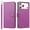 Purple, variant on For iPhone 15 Plus Classic Leather Wallet Folio Case with wrist strap - Hot Pink