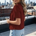thumbnail image 4 of QIYAGBSA Blazer for Women, Short Sleeve Lapel Collar Button Front for Summer Office and Casual, 4 of 9
