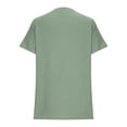 thumbnail image 4 of Women's Cotton Linen Shirt, Button Down Short Sleeve V-Neck Blouse, Breathable & Soft Casual Top for Daily Wear, Office, and Summer Outfits Essential Wardrobe Staple-Light Green, 4 of 7