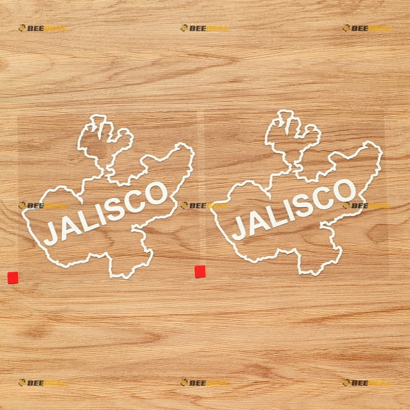 2X White 4" Jalisco State of Mexico Mexican Map Outline Decal Sticker Car Vinyl no bkgrd
