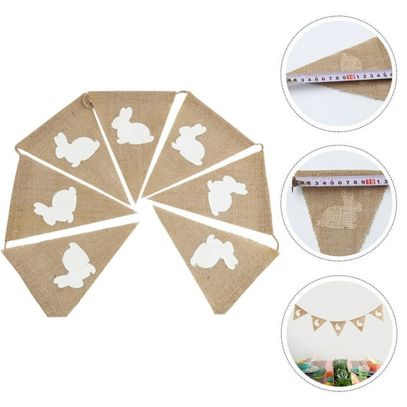 Toyvian Chic Multicolor Easter Bunny Banner Decorative Hanging Bunting for Party Use