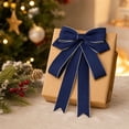 thumbnail image 4 of Lilixerw Satin Christmas Bow, Navy Blue Multi Loop Bow With Gold Edge And Pointed Tails, 5.12x7.09 Inch, for Tree Wreath Door Stair Decoration, 4 of 7