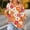 A608 Orange, variant on Retro Floral Graphic T-Shirt for Women Split V-Neck Keyhole 3/4 Sleeve Relaxed Fit Flare Top Bohemian Style Casual Outdoor Spring Fashion Clothes
