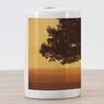 thumbnail image 3 of Tree Ceramic Toothbrush Holder, Lonely Tree on the Field at Sunrise in Warm Color Countryside Foggy Morning Scenery, Versatile Countertop for Bathroom, 4.5" X 2.7", Brown Orange, by Ambesonne, 3 of 4