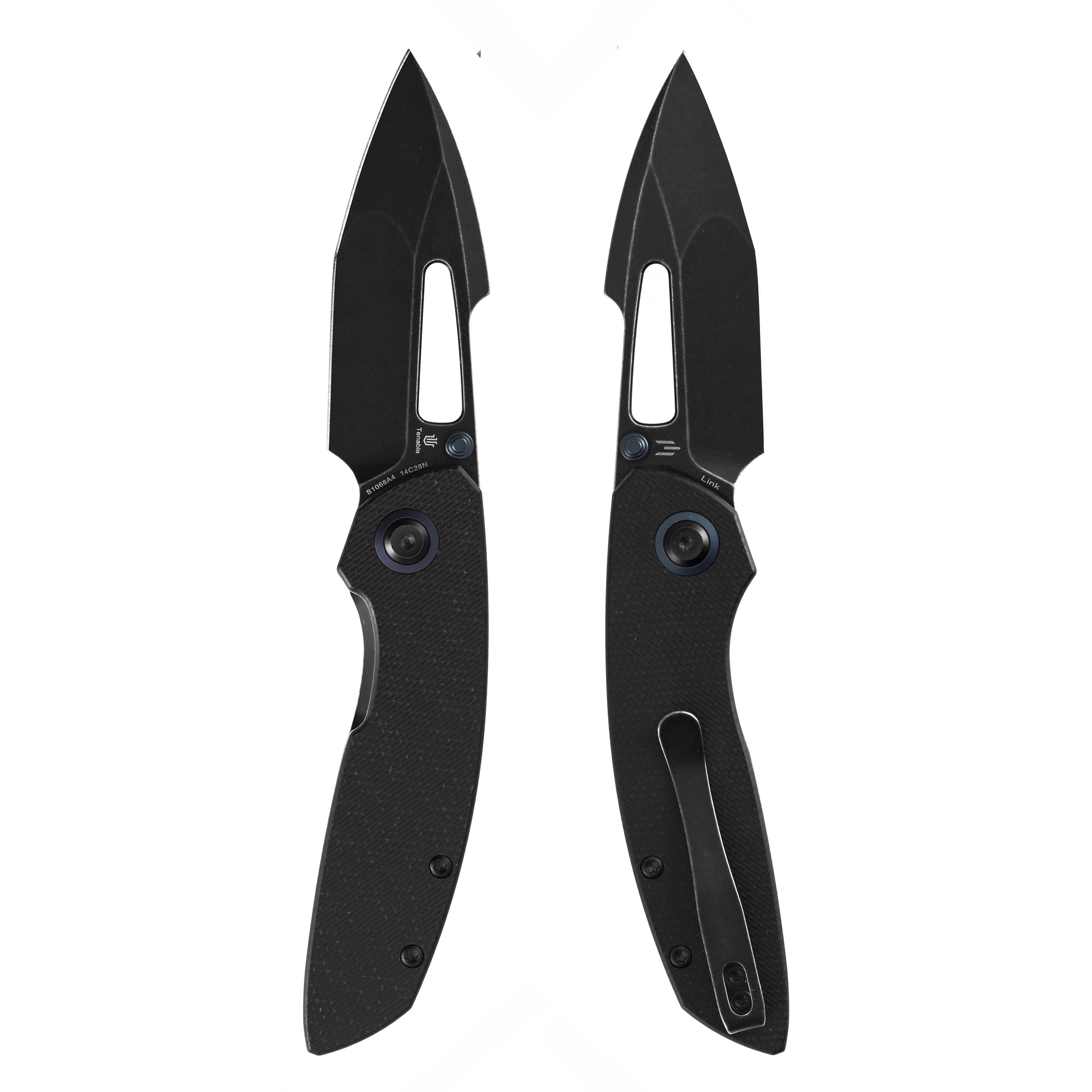 Tenable Link Folding Knife 3.0" Blackwash 14C28N Blade Black Micarta Handle B1068A4