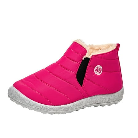 Nmnitkp Warm Shoes Boys Girls Winter Snow Boots - Comfortable Warm Fur Lined Toddler Boot Outdoor Waterproof Slip On Walking Ankle Booties For Little Kid
