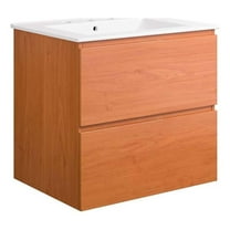 Modway Scenic 24" Melamine Wall-Mount Bathroom Vanity in Cherry/White