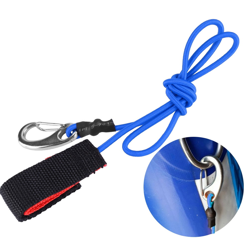 Kayak Boat Paddle Leash Safety Rope Elastic String w/ Carabiner for Paddling New 
