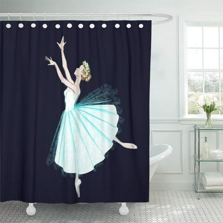 Classical Bath - PKNMT Ballerina in Long Dress and Wreath of White Roses Classical Ballet Dancer Girl Lacy Shower Curtain Bath Curtain 66x72 inch