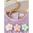 thumbnail image 5 of SJLDQY Toddler Baby Girl Outfits Summer Clothes 3D Flower Ruffle Sleeveless Smocked Tunic Top Shorts 2Pc Sets, 5 of 7