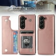 thumbnail image 2 of ELEHOLD Rugged Stand Wallet Case for Samsung Galaxy Z Fold5,with Card Holders Magnetic Button Kickstand Function Premium Leather Case for Samsung Galaxy Z Fold 5 2023,Rosegold, 2 of 9