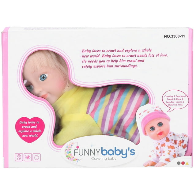 Poupée Bébé Électrique Rampante, 2 Modes Poupée Intelligente Électrique, avec Fonction Interactive Réaliste Portable pour Cadeau d'Anniversaire Jouet Éducatif pour Enfants Fille 10 Po S Fille, 10 Po S