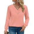 thumbnail image 3 of Fantaslook V Neck Blouses for Women Dressy Casual Tops Button Long Sleeve Shirts Trendy Fall Tops, 3 of 7