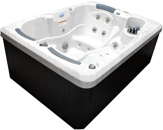Home & Garden HG38 3-Person Hot Tub with 38 Therapy Jets and Digital Controls – Sterling or White Acrylic Interior and Mocha Exterior Cabinet - Ideal for Backyard Relaxation and Hydrotherapy