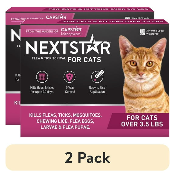 (2 pack) NEXTSTAR Flea & Tick Topical Prevention for Cats Over 3.5 lbs, 3-Month Supply
