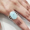 thumbnail image 7 of Natural Larimar Ring, Dominican Pectolite Larimar Gemstone Ring, 3 Twisted Bohemian Band, 925 Sterling Silver, Womens Ring, Christmas, Thanksgiving, Handmade, Statement Jewelry, Natural Gemstone Ring, 7 of 7