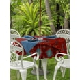 thumbnail image 3 of Outdoor Tablecloths with Umbrella Hole & Zipper, Red Boho Round Tablecloths 60 Inch, Vintage Ethnic Tribe Abstract Art Retro Waterproof Table Cloth, Patio/Pool/Picnic Table Covers, 3 of 8