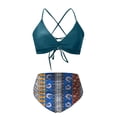 thumbnail image 4 of ZXLBBD Swimsuit for Women 2 Piece Swimwear Push Up Bikini Top with High Waist Bottoms Tummy Control Bathing Suit Casual Vacation Beachwear, 4 of 5