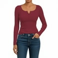 thumbnail image 5 of YueHuiYing Women's 2025 Fall Long Sleeve T Shirts Ribbed Knit Slim Fit Basic Tops Blouse Casual Outfits, 5 of 7
