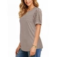 thumbnail image 4 of UVN Blouses for Women Lace Short Sleeve Shirts Summer Casual Dressy Crewneck Pleated Tunic Tops, 4 of 9