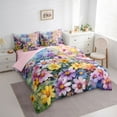 thumbnail image 3 of Feelyou Blooming Groovy Flower Bedding Comforter Set 7pcs, Rustic Daisy Floral Plant King Bedding Sets, Modern Artwork Reversible Bed Sheets, Lightweight Room Decor, 3 of 8