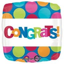 18 inch Congrats Dots Foil Mylar Balloon - Party Supplies Decorations
