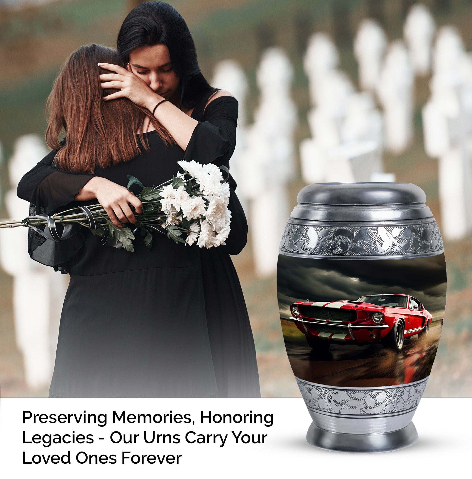Classic Muscle Cars Racing - Human Urns for Ashes - Urns for Ashes Adult Male - 10 Inch - Large - Cremation Urns for Ashes - Ashes Holder - Burial Urns for Human Ashes - Ash Urns for Humans