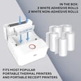 thumbnail image 4 of Paquete de papel y pegatinas para impresora térmica Core Innovations: (3) rollos de adhesivo y (2) rollos de papel para fotos, etiquetas y pegatinas, blanco (5 rollos), 4 of 5