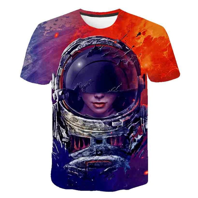 Camisetas de verano para niños, camisetas de astronauta para niños y niñas, camisetas casuales de manga corta para niños de 1 a 14 años, camisetas de astronauta, disfraces 3T Gao Jinjia LED
