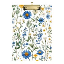 FORMRS Acrylic Clipboard with Low Profile Clip Standard A4 Letter Size, 12.5" x 9", Blue Floral