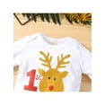 thumbnail image 5 of Qiylii Baby Girls Christmas Outfit, Letter Romper + Color Block Skirt+Headband, 5 of 9