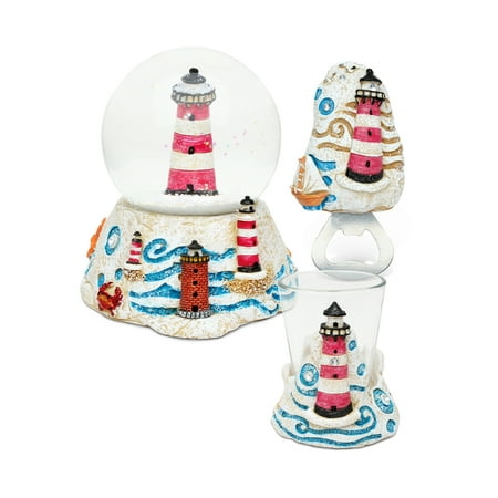- Puzzled Lighthouse Resin Stone Finish Collection including Snow Globe, Magnet