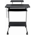 thumbnail image 6 of Brown Mobile Desk with Adjustable Shelf, Keyboard Tray, Side Media Rack and Locking Casters, Compact Portable Work Station for Small Spaces, 6 of 9