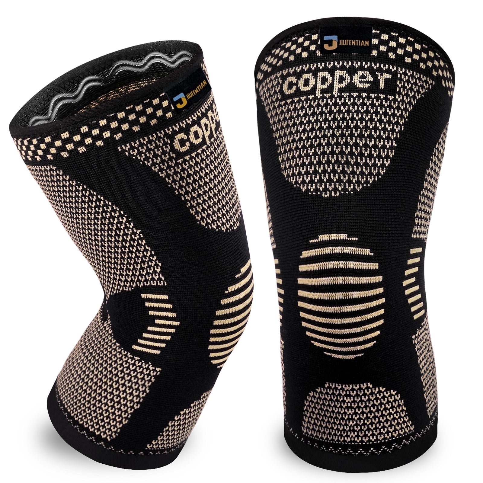 JIUFENTIAN Copper Knee Brace Support for Men and Women Knee Compression Sleeve for Knee Arthritis Pain Relief-S