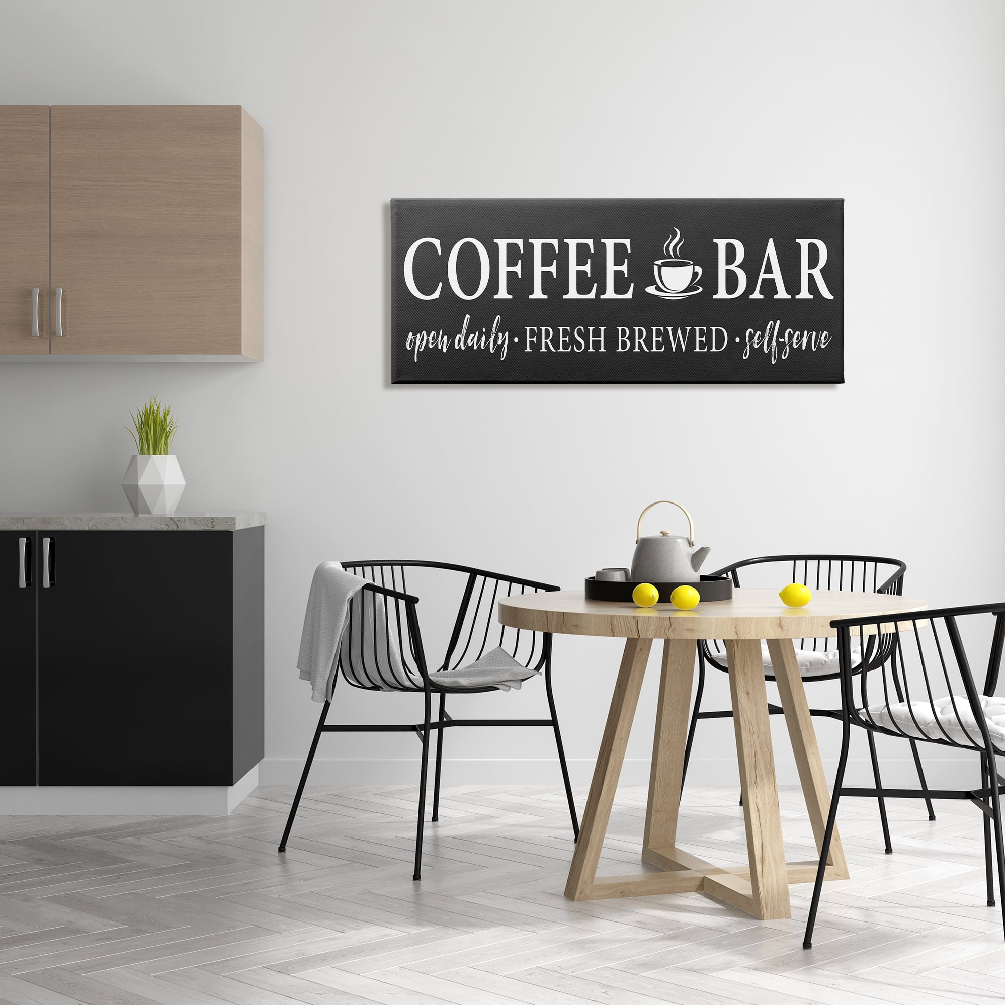 Stupell Industries Coffee Bar Open Sign Casual Black Design Graphic Art Gallery Wrapped Canvas Print Wall Art, Design by Lettered and Lined