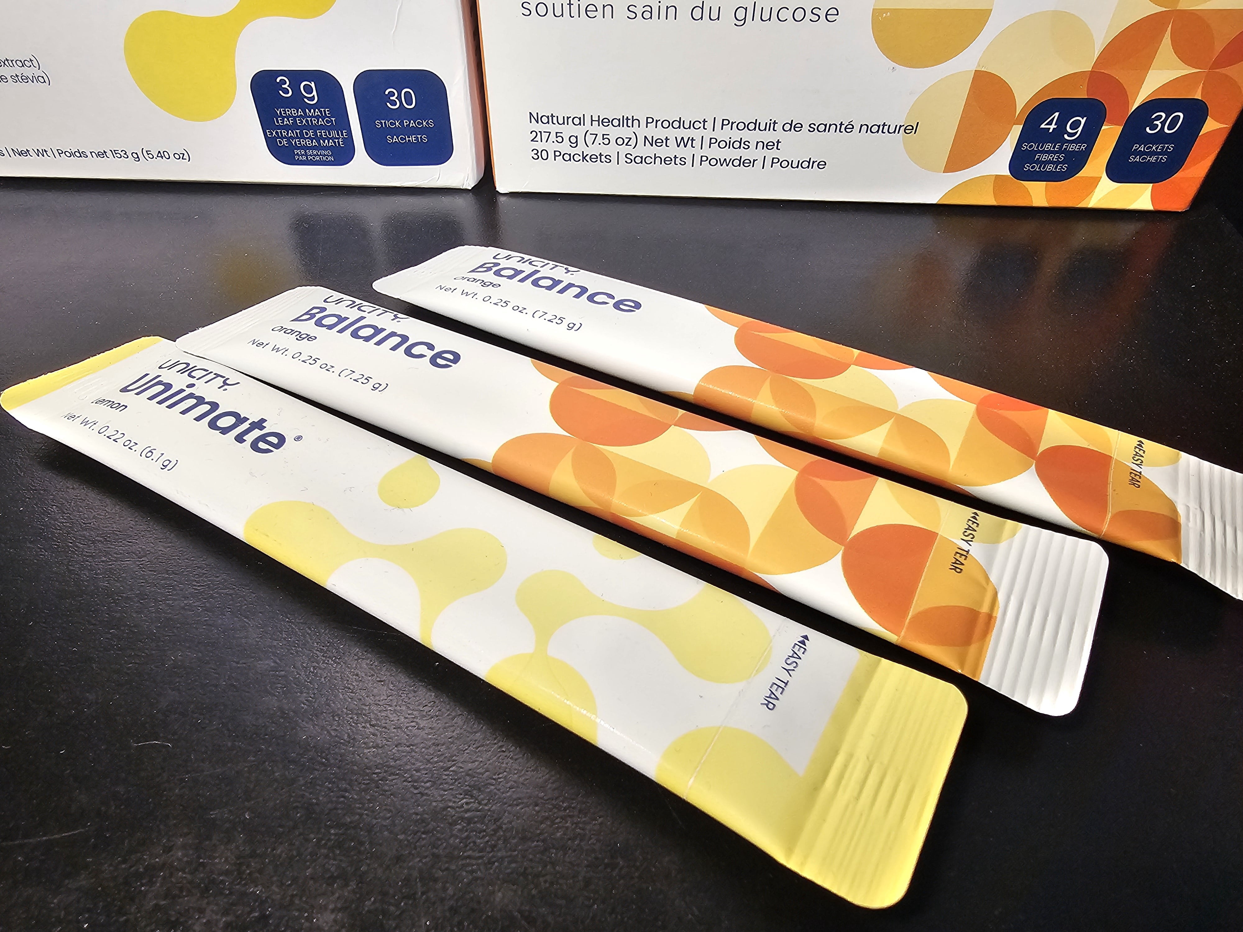 Unicity Multi Flavor Feel Great Balance Orange ( 2 Boxes ) & Unimate Lemon ( 1 Box ) NEW PACKAGING