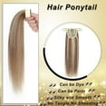 thumbnail image 2 of MY-LADY 100% Remy Real Human Hair Ponytail Extension 18Inch Long Straight Hair Extensions Hairpiece Wrap Around PonyTail Magic Paste Ponytail for Women #12P613 Golden Brown & Bleach Blonde, 2 of 8